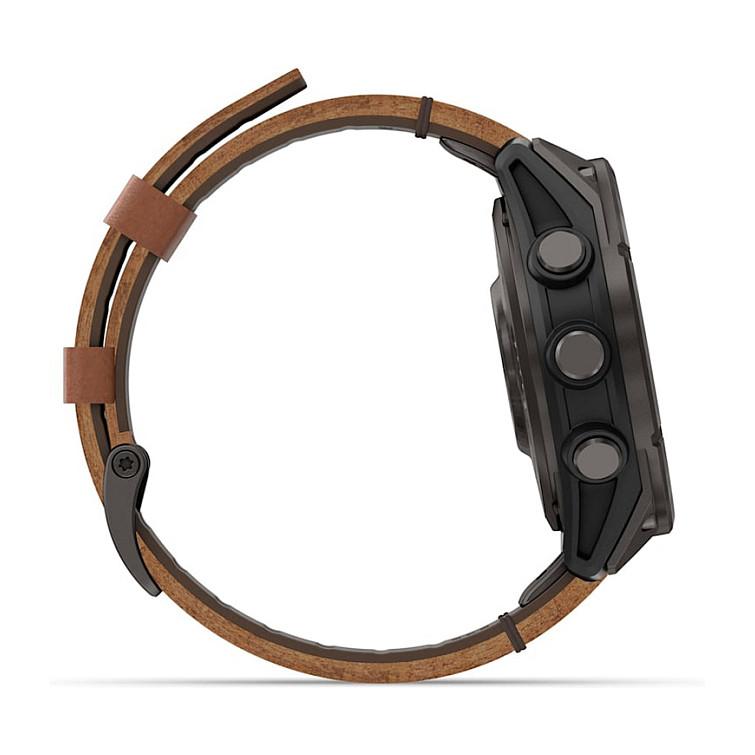 Orë e Mençur Garmin fēnix 8 Pro, 47mm, AMOLED, Sapphire, GPS, LTE, Rrip Lëkure - Kafe - 6