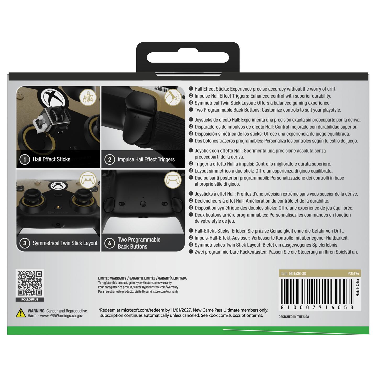 Kontroller për PC / Xbox Hyperkin The Competitor / Wired / Hall Effect / 2 Butona të Programueshëm – Ari/Zezë - 3
