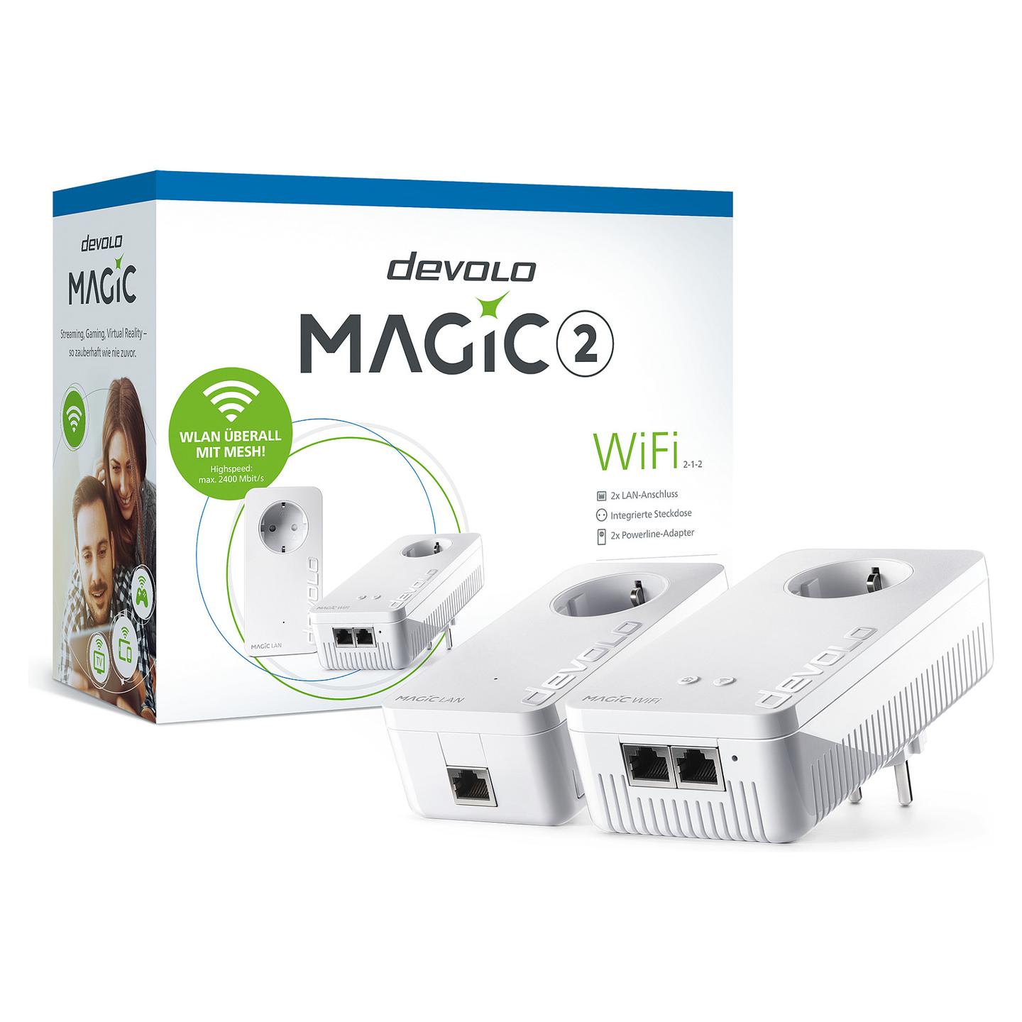 Power-LAN devolo Magic 2 WiFi next Starter Kit, 2400Mbps, G.hn, Wi-Fi 5, 2× Gigabit Ethernet, 10/100/1000Mbps, Mesh, MIMO - Bardhë - 3