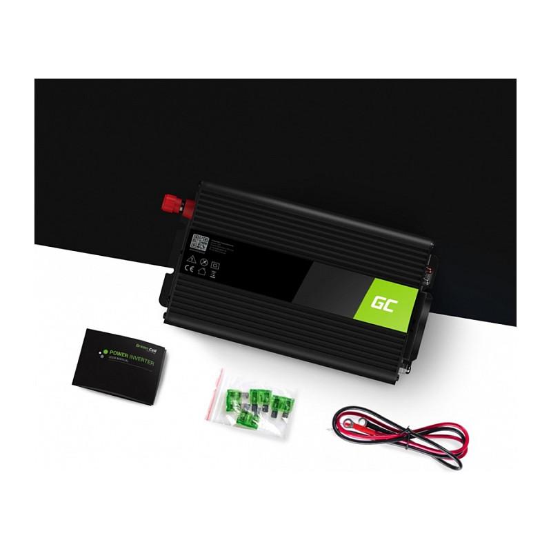 Inverter Green Cell INV23, 24 V në 230 V, 1000 W / 2000 W, Sinusoidë e Modifikuar, USB – Zezë - 2