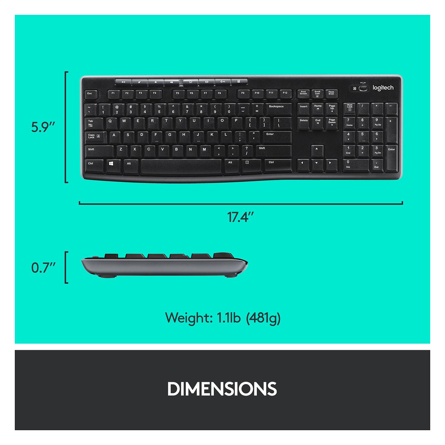 Combo (Tastierë & Maus) Logitech MK270 / QWERTZ CH / Wireless 2.4 GHz / Maus Optik / 1000 DPI / USB Nano-Receiver - Zezë - 13