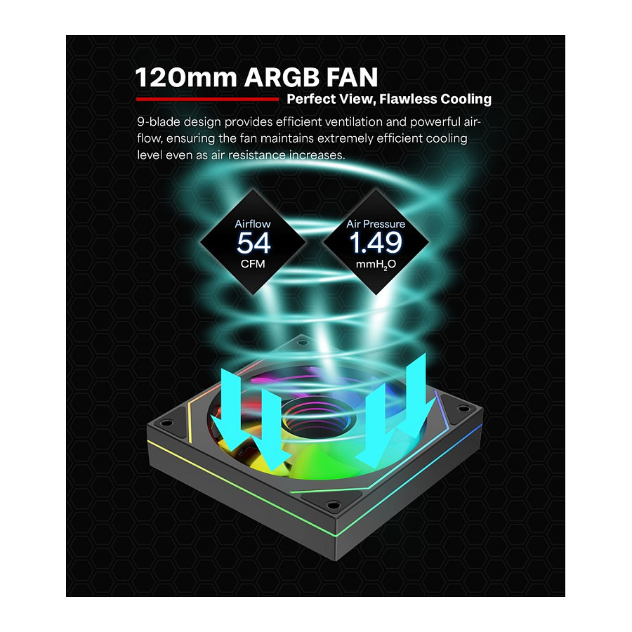 Ftohës për Kasë Fractal Design Aspect 12 RGB PWM / 120mm / 500-1800 RPM / ARGB / PWM – Zezë - 6