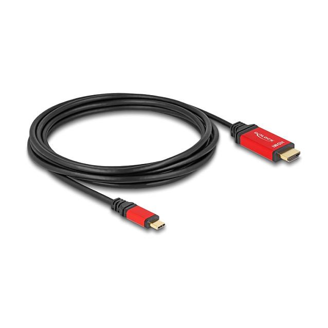 Kabllo USB DeLOCK 80097 / USB Type-C në HDMI / DP Alt Mode / 8K 60 Hz / HDR10 / 3 m - Zezë/Kuqe - 2