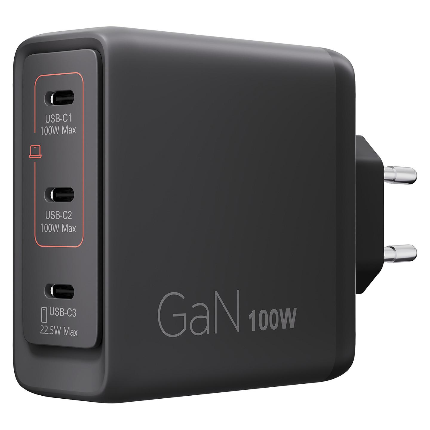 Adapter për Laptop Lenovo 40AW100BEU / 100W / USB-C / GaN / Multi-Port - Zezë - 8