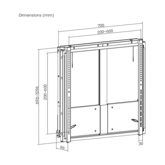 Mbajtëse Muri për TV Equip 650345 / 55"-86" / 65kg / Up-Down / Rregullim Lartësie - Zezë - 11