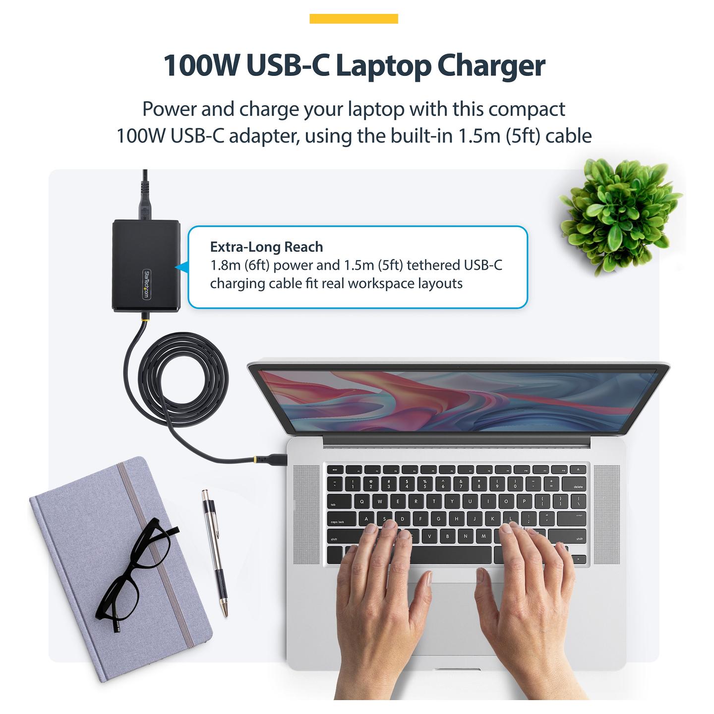 Adapter për Laptop StarTech.com 1100LE-USB-C-CHARGER, USB-C, 100W, Power Delivery 3.0, Kabllo 1.5m - Zezë - 10