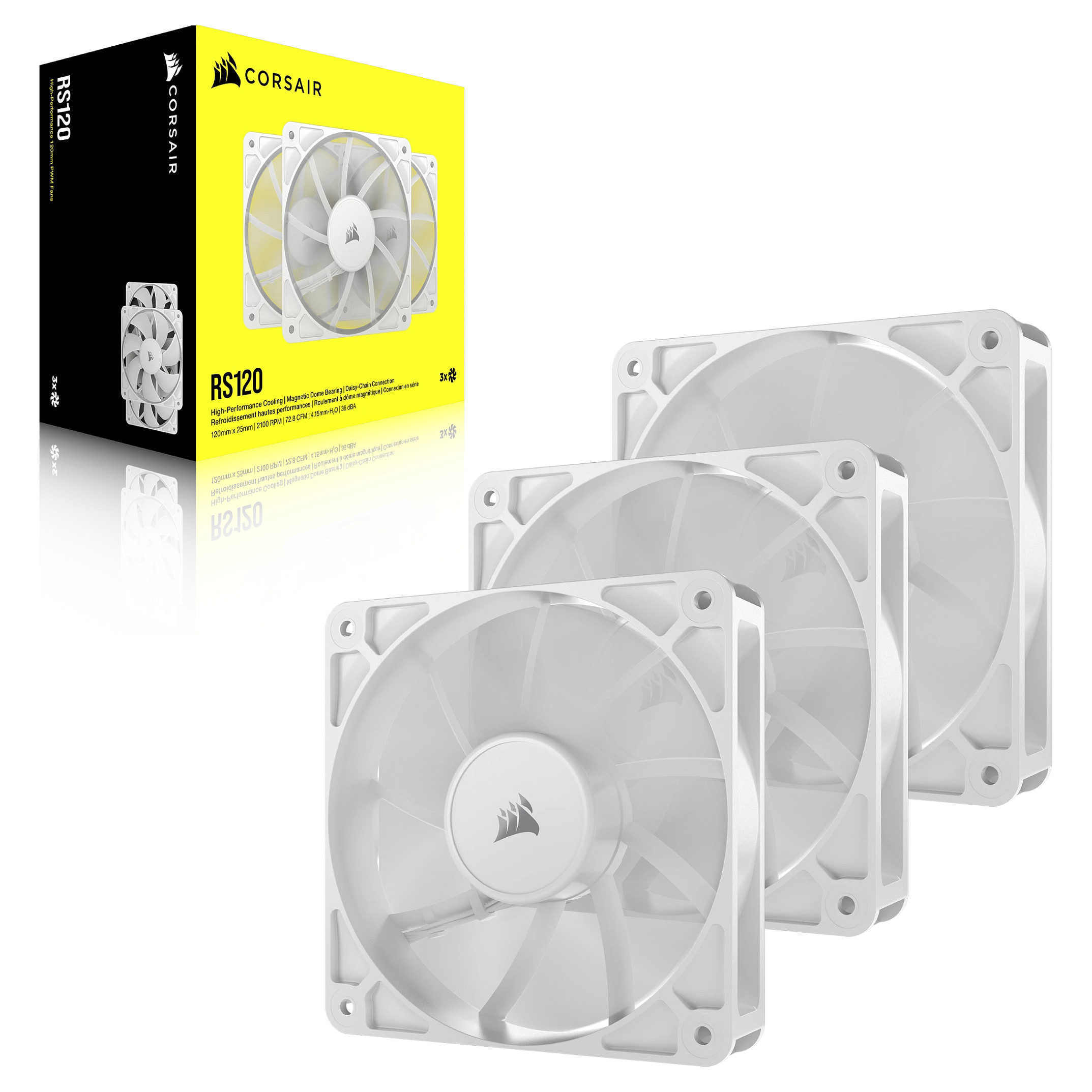 Ftohës për Kasë Corsair RS120 ARGB / 120mm / 420-2100 RPM / ARGB / PWM / 3-Pack – Bardhë - 6