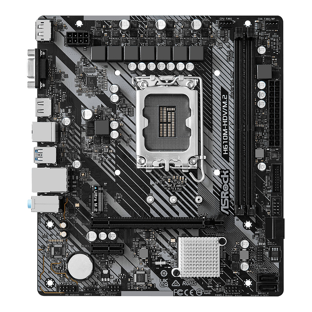 Pllakë Amë ASRock H610M-HDV/M.2 R2.0 / Intel LGA1700 / H610 / DDR4 / Micro ATX / M.2 / SATA III / Gigabit LAN - 2