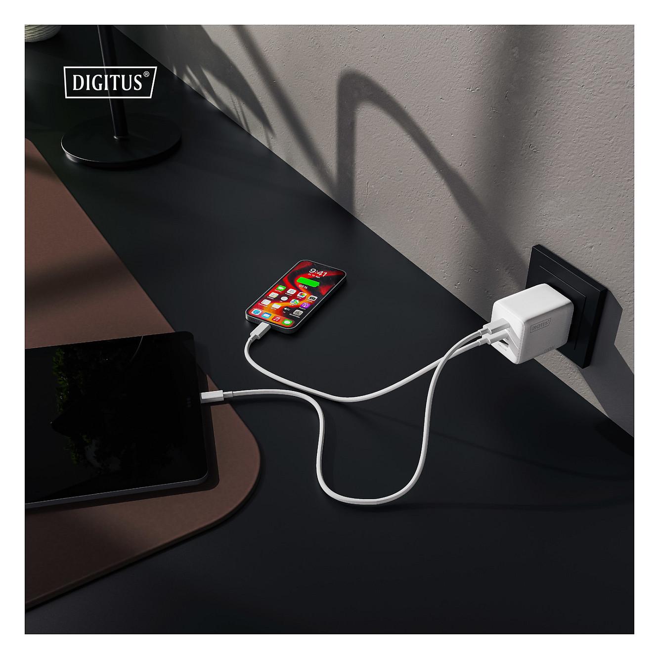 Adapter Digitus DA-10304 / 100W / GaN / 2x USB-C + 1x USB-A / Fast Charging - Bardhë - 4