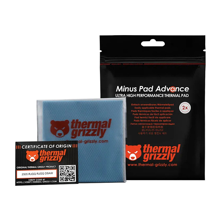 Pad Termik Thermal Grizzly Minus Pad Advance / 100×100mm / 1.0mm / 17 W/mK / 2 copë – Gri - 7