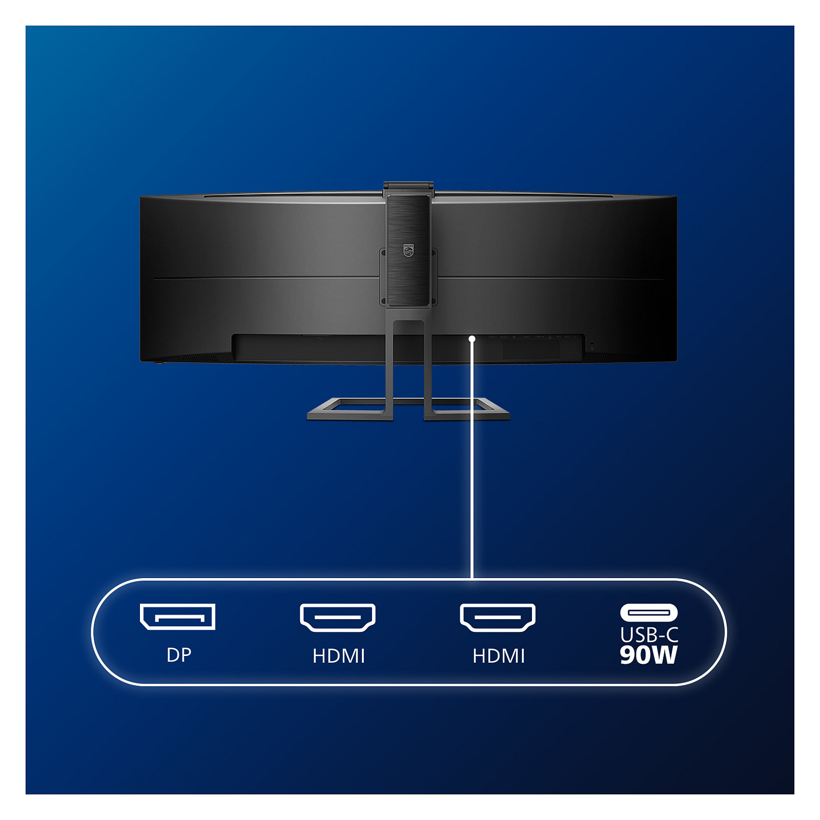 Monitor Philips 499P9H/00 / 48.8" / SuperWide Dual QHD VA Curved / 70Hz / 5ms / USB-C+HDMI+DP+USB - Zezë - 5