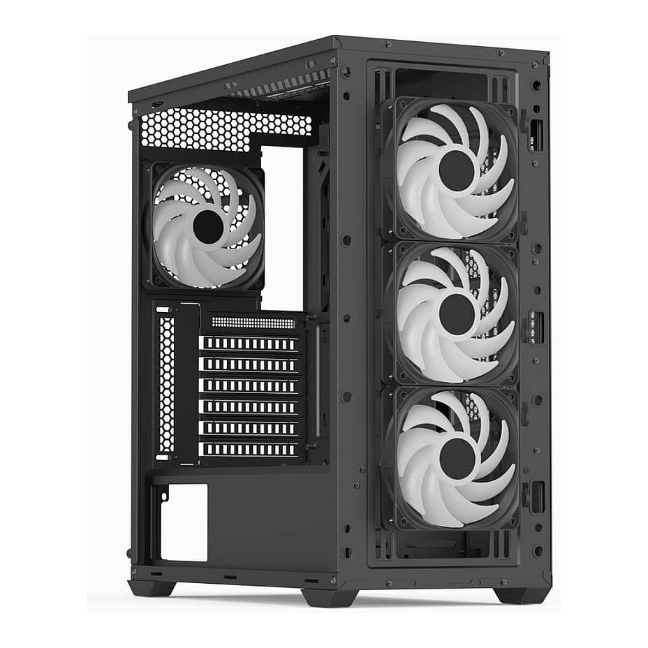 Kasë PC Aerocool D502A / Midi Tower / ATX / 3x 120mm ARGB Front Fan + 1x 120mm ARGB Rear Fan / 2.5"/3.5" HDD / Tempered Glass / USB-C - Zezë - 6