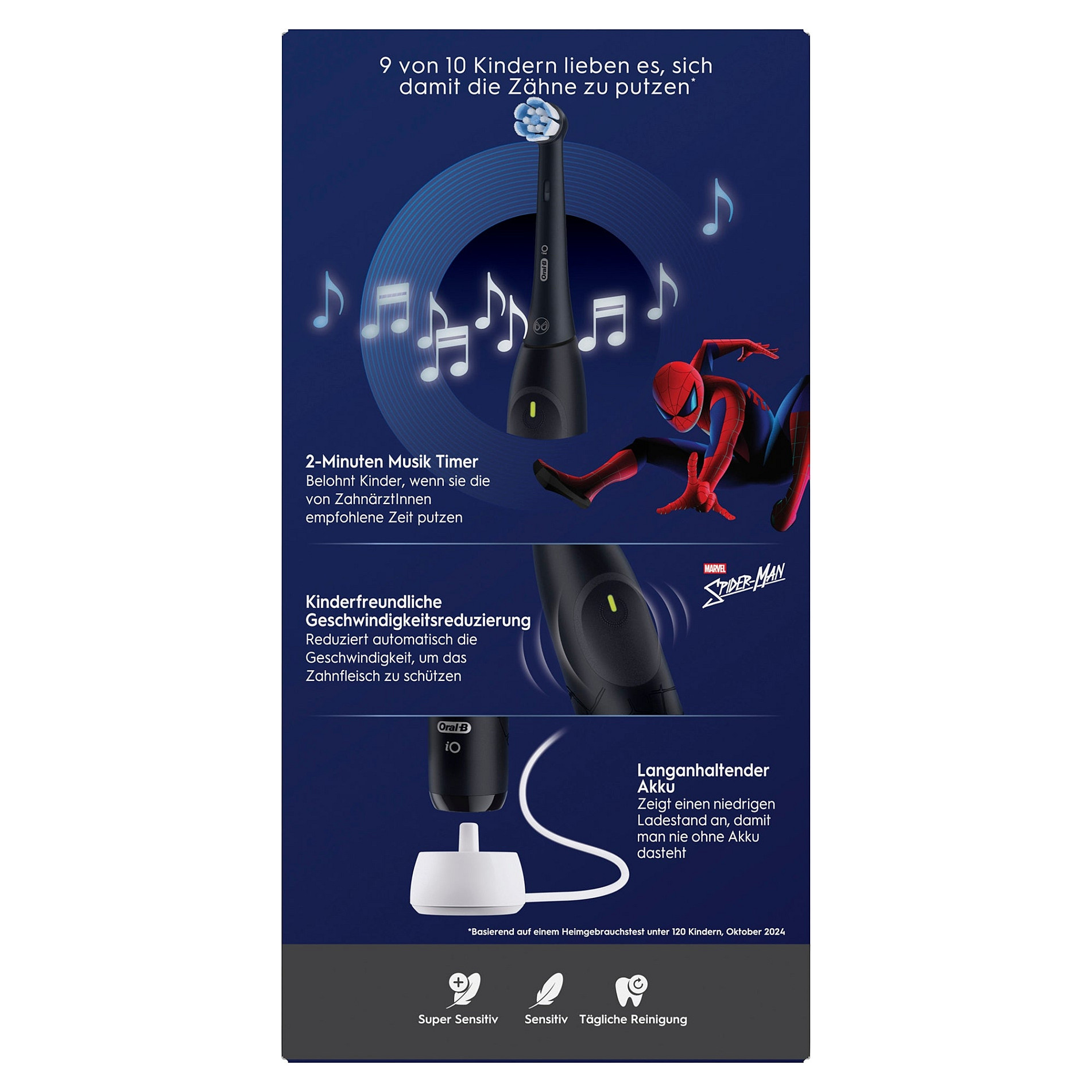 Furçë dhëmbësh elektrike Oral-B iO Kids 6+ Spiderman / iO Technology / 3 Mode / Bluetooth / 1 Kokë / Kuti Udhëtimi – Zezë - 3