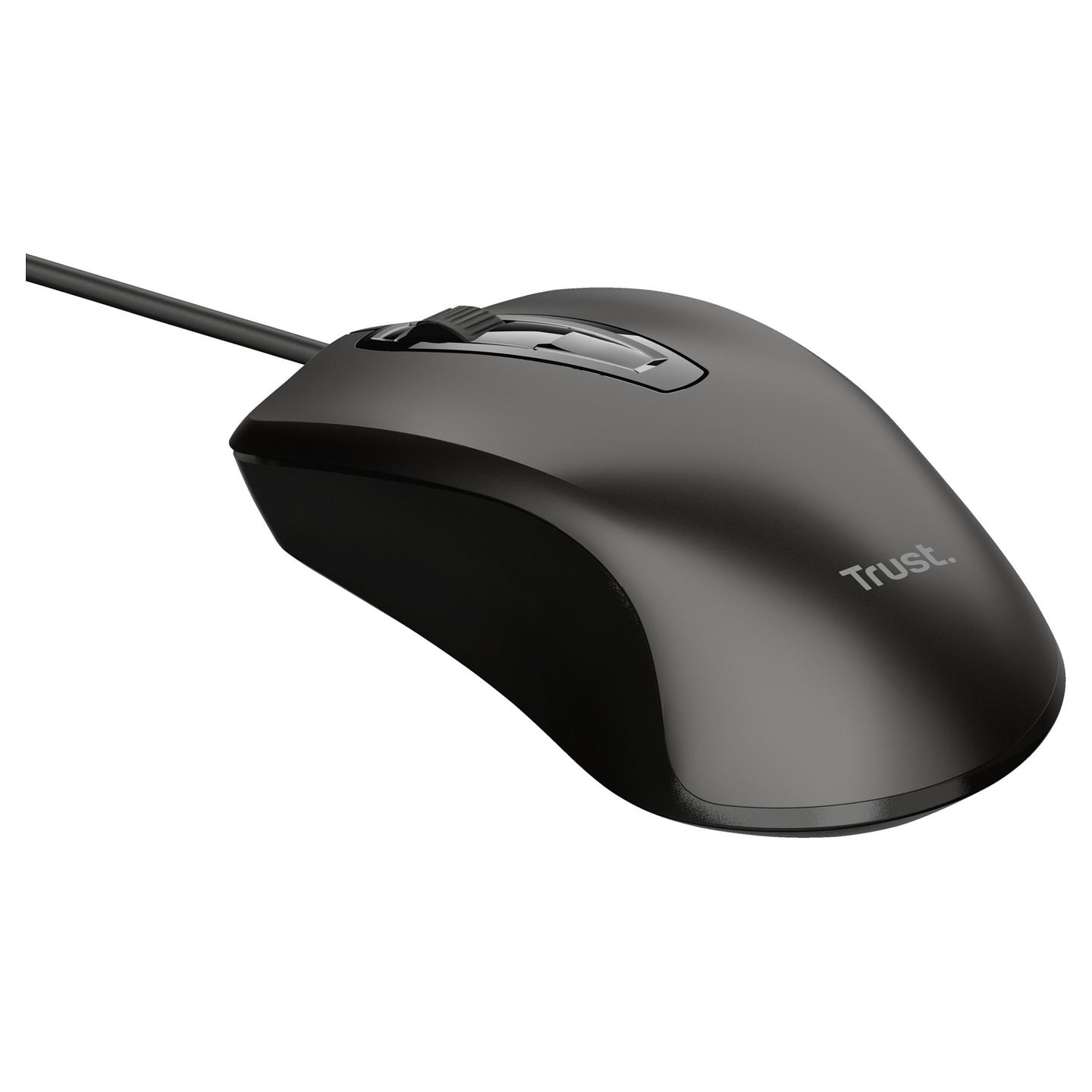 Maus me Kabllo Trust 24657, Optik, 1200DPI, 3 Butona, USB-A - Zezë - 2