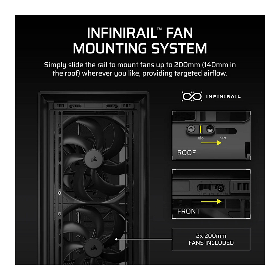 Kasë PC Corsair FRAME 5000D WOOD RS / Mid Tower / E-ATX / 2x 200mm + 1x 140mm Fan / Tempered Glass / Wood / 420mm Radiator - Zezë - 6