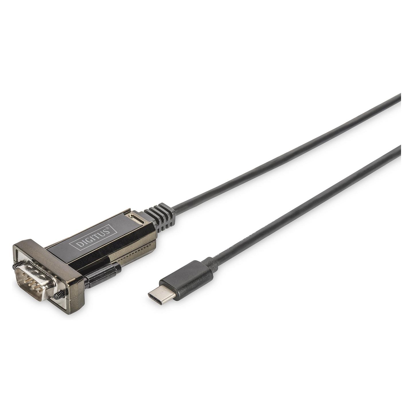 Adapter DIGITUS DA-70166, USB-C në RS-232, D-Sub 9-pin Mashkull, USB 2.0, 1 m – Zezë