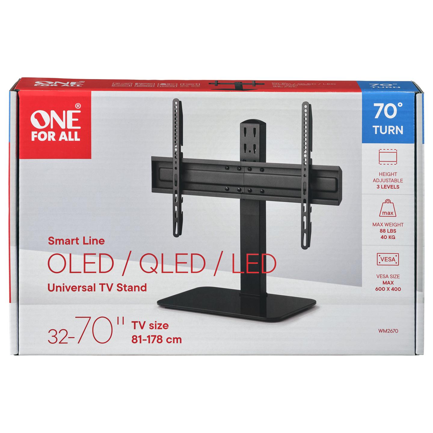 Mbajtëse për TV One For All WM2670, 32–70", VESA deri në 600×400mm, 40kg, Rrotullim 70° - Zezë - 14