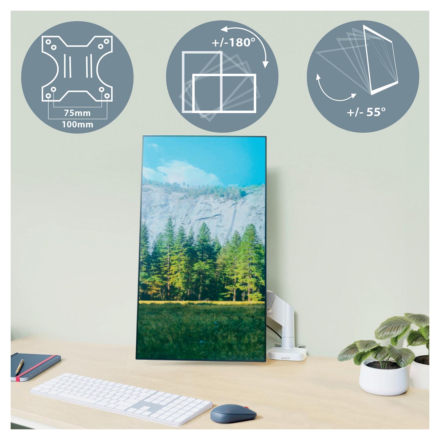 Mbajtëse për Monitor LEITZ Ergo 64890085, 1 Monitor, 17"-32", 9kg, VESA 100x100mm - Gri e Hapur - 6