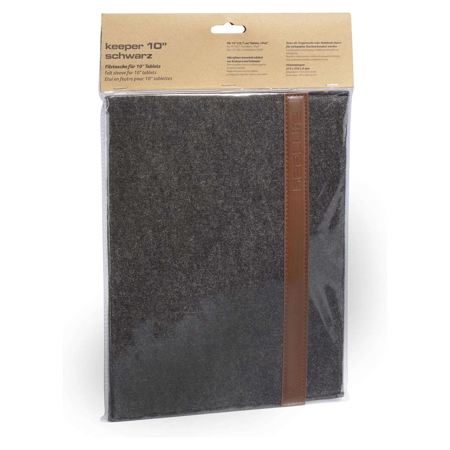 Case për Tablet Ultron RealLife Keeper 163723, 10", Filc, Brendësi mikrofibre, Mbyllje me Velcro - Zezë - 3