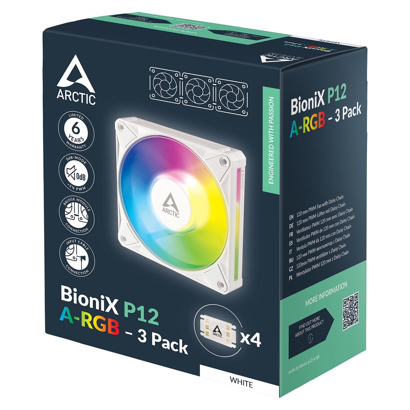 Ftohës për Kasë ARCTIC BioniX P12 A-RGB, 3x120mm, PWM, 3000 RPM, 76 CFM, ARGB - Bardhë - 9