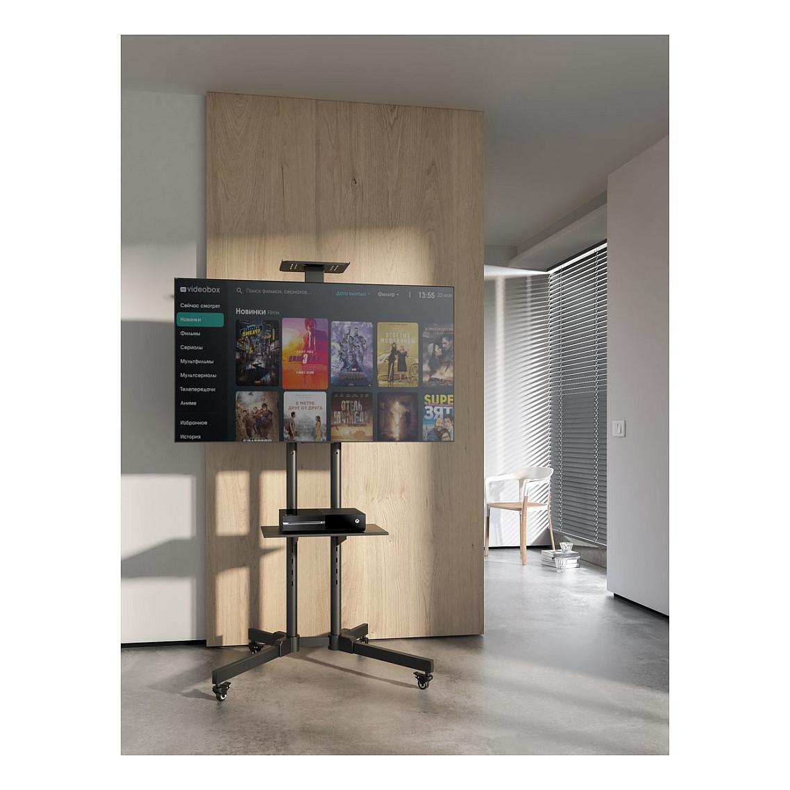 Mbajtëse për TV Equip 650603 , 37–75" , deri 50kg , Karrocë Mobile , e rregullueshme , VESA 100x200–600x400 - Zezë - 3