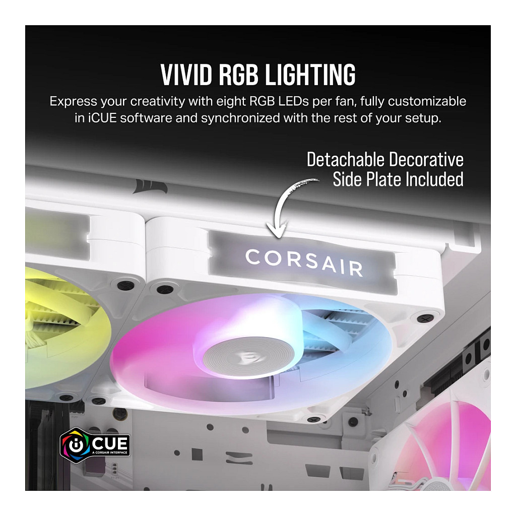 Ftohës për Kasë Corsair iCUE LINK RX120 RGB / 120mm / 400-2100 RPM / RGB / PWM / 3-Pack – Bardhë - 5