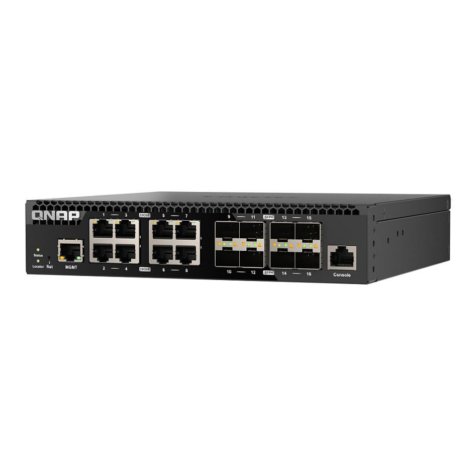 Switch QNAP QSW-M3216R-8S8T, 16 Porta 10GbE, 8x SFP+, 8x RJ45 Multi-Gigabit, Switching Capacity 320Gbps, L2 Managed, Rackmount Half-Width - Zezë - 4