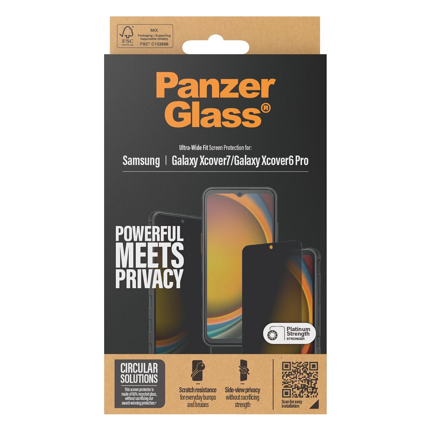Mbrojtës i ekranit PanzerGlass P7365 / Samsung Galaxy XCover7 Pro / XCover7 / XCover6 Pro / Privatësi 2-Way / Ultra-Wide Fit - Transparente - 3