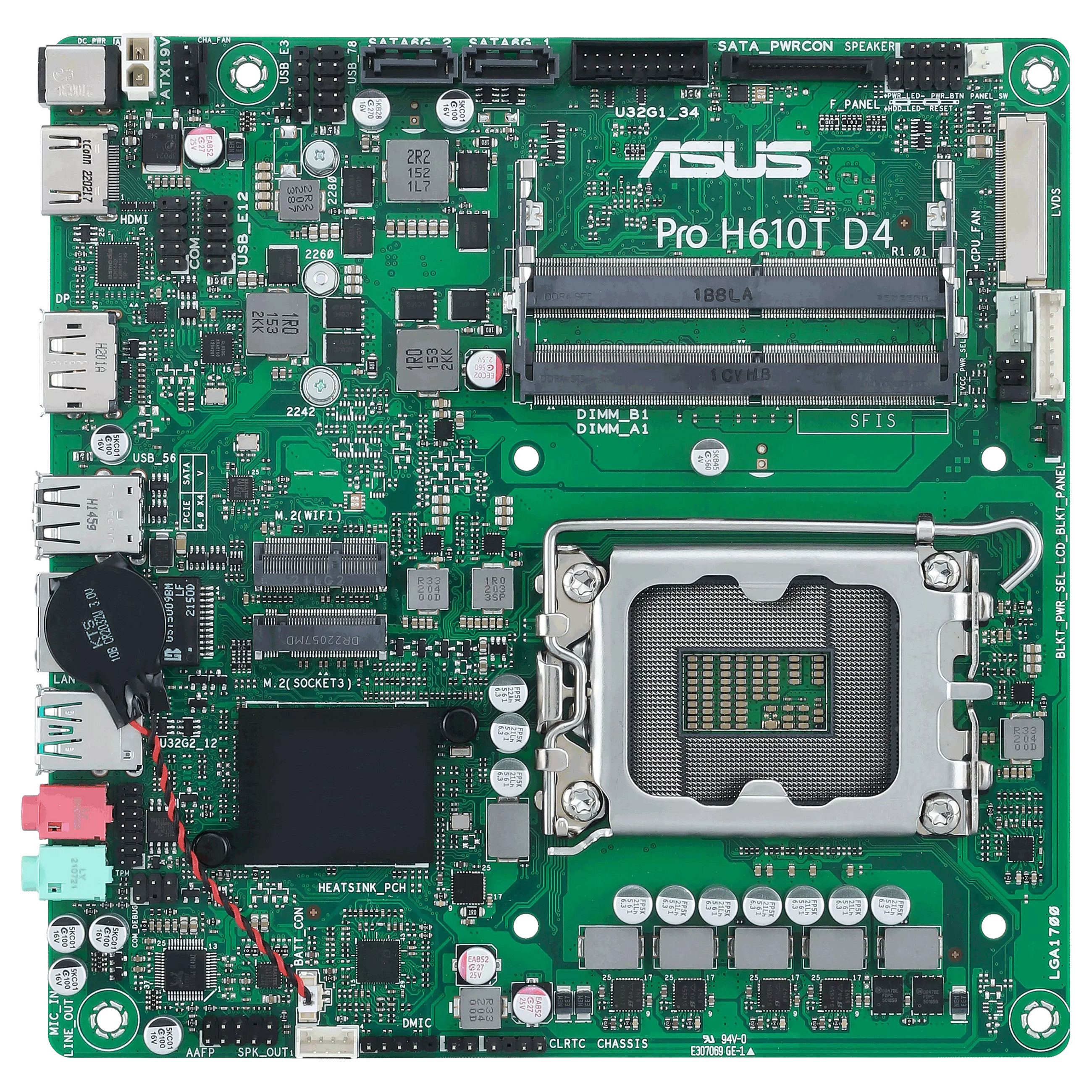 Pllakë Amë ASUS Pro H610T D4-CSM / Intel LGA1700 / H610 / DDR4 SO-DIMM / Thin Mini ITX / Gigabit LAN - 3