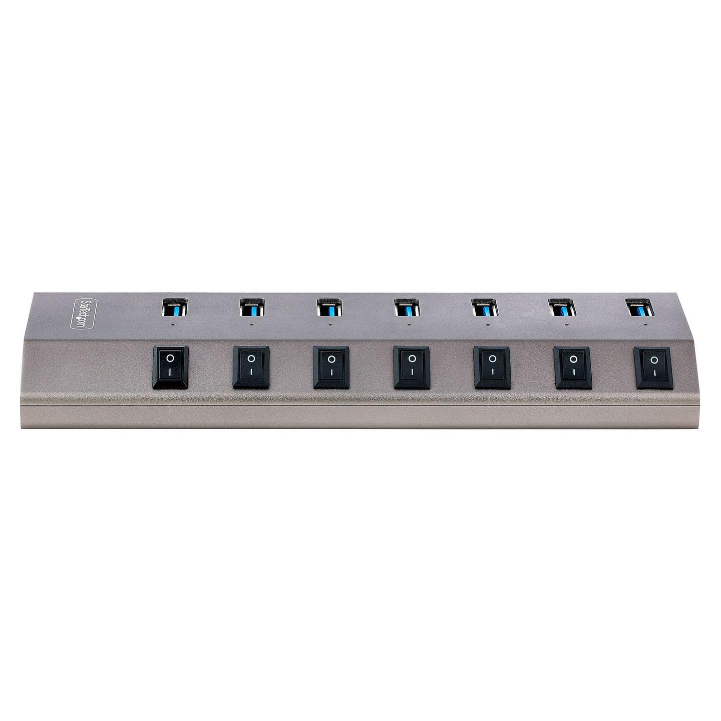 Hub USB StarTech.com 5G7AIBS-USB-HUB-EU, 7× USB-A, USB 3.2 Gen 1, 5 Gbps, Ndërprerës Individualë, Adapter 65 W – Gri - 3
