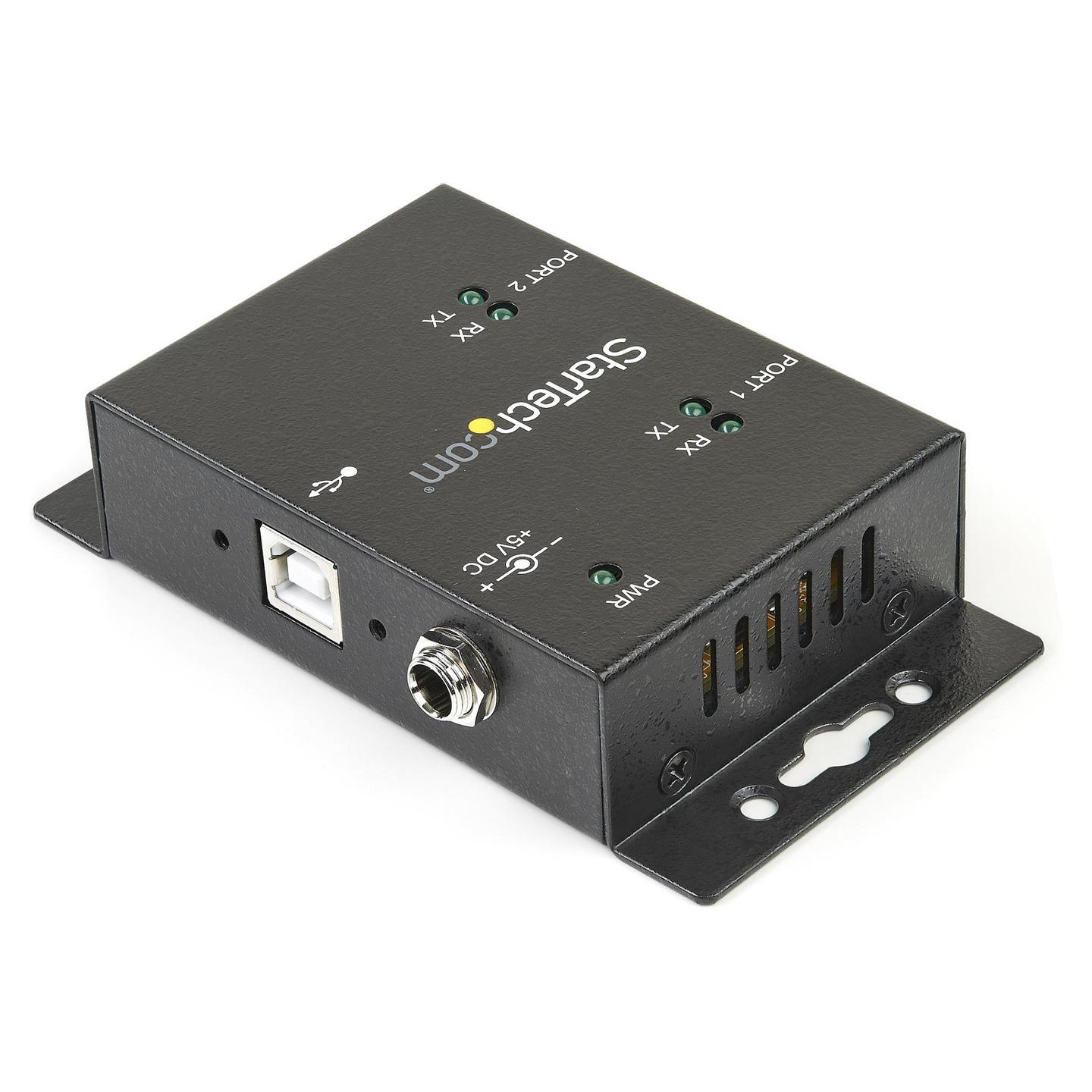 Hub USB në Serial StarTech.com ICUSB2322I , 2x RS-232 , USB 2.0 , FTDI FT232RL , 921.6Kbps , DIN Rail - Zezë - 2