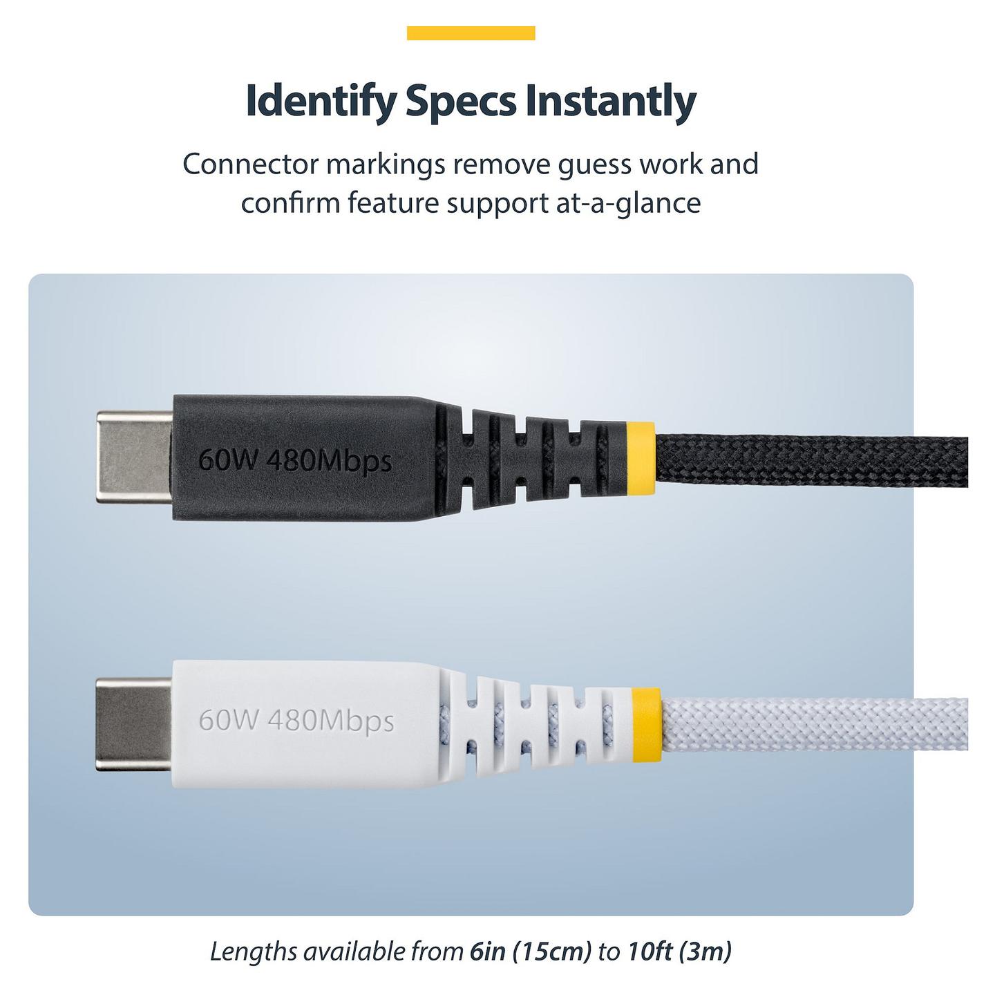 Kabllo USB StarTech.com USB2CC3MNCBR / USB-C në USB-C / 3m / USB 2.0 / 60W / 3A - Zezë - 8