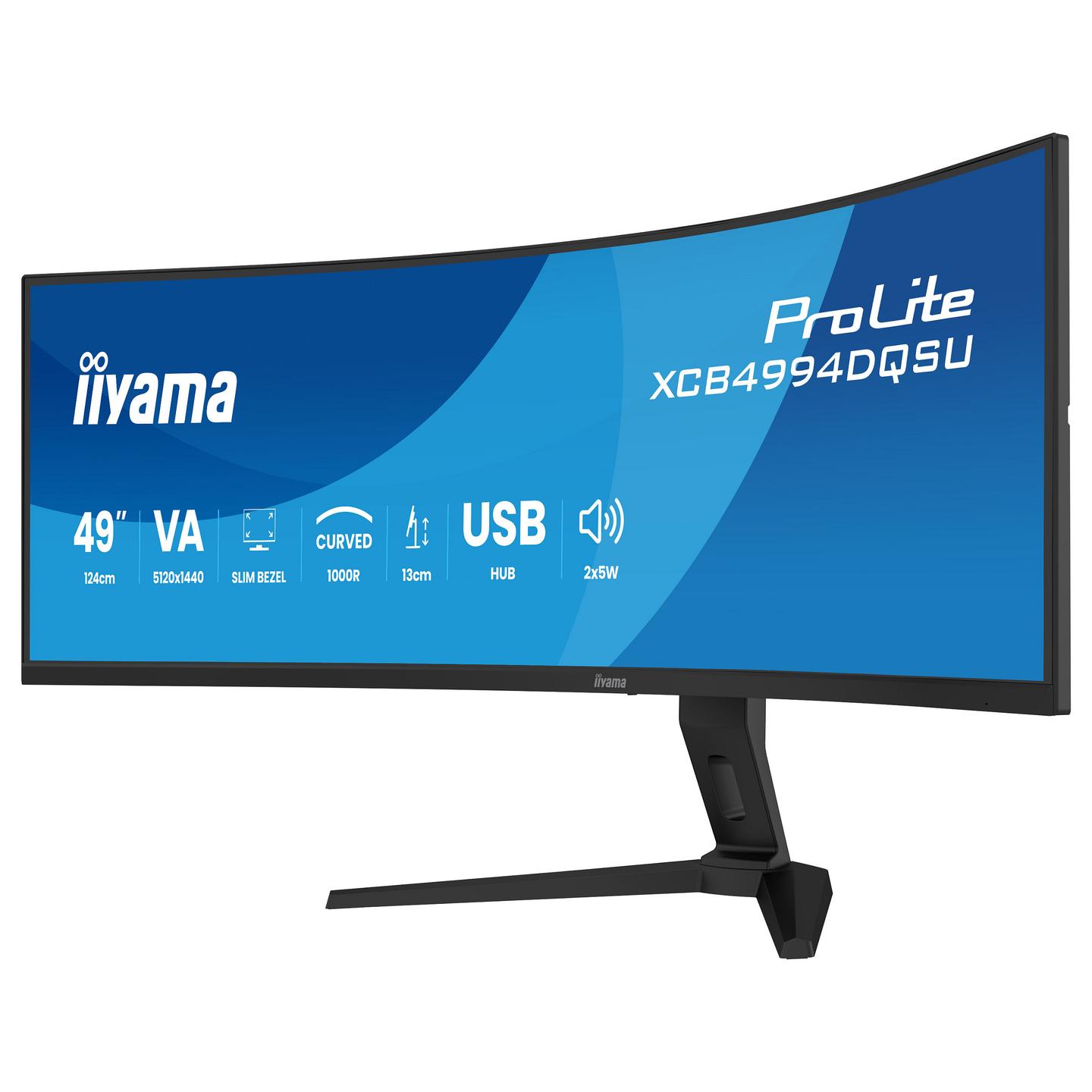 Monitor Iiyama ProLite XCB4994DQSU-B1 / 49″ / DQHD VA Curved / 120 Hz / 2 ms / DP + HDMI + USB Hub - Zezë - 4