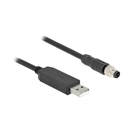 Kabllo USB DeLOCK 64258, USB-A në M8 RS-232, 1.8m, USB 2.0, FTDI FT231X - Zezë