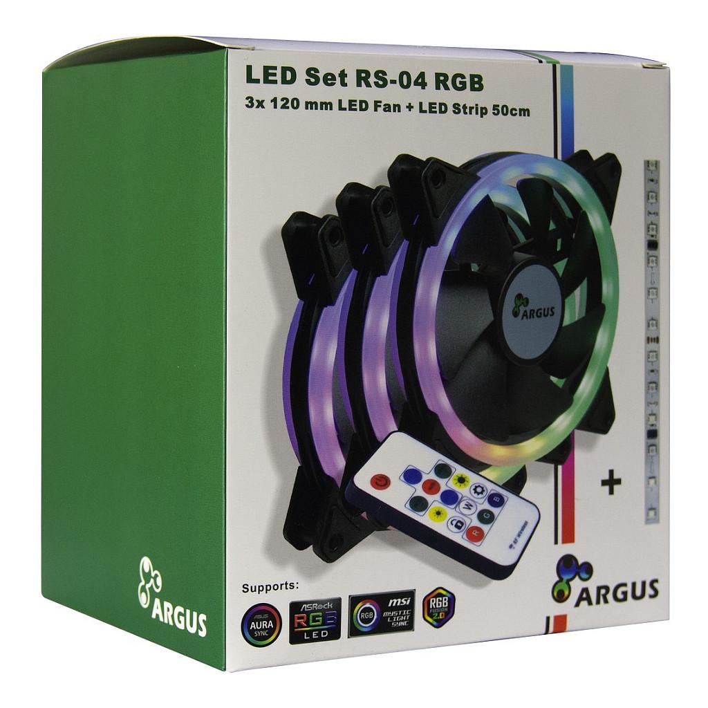 Ftohës për Kasë Inter-Tech Argus RS-04, 3x 120mm, PWM, 1200 RPM, RGB, shirit LED 50 cm - Zezë - 6