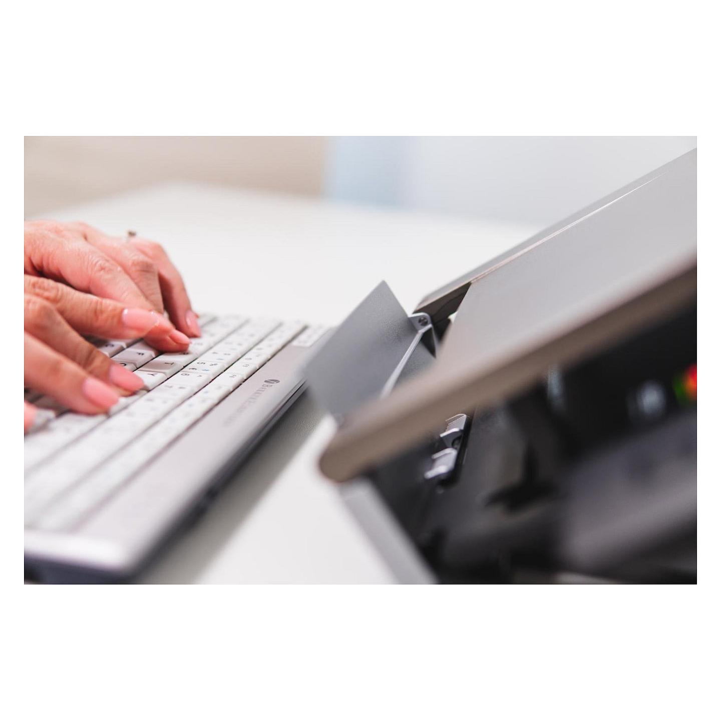 Mbajtëse për Laptop BakkerElkhuizen Ergo-Q 330 Circular / 12–17" / deri 6kg / 6 Nivele Lartësie / Mbajtëse Dokumentesh / Palosëse - Zezë/Hiri - 6