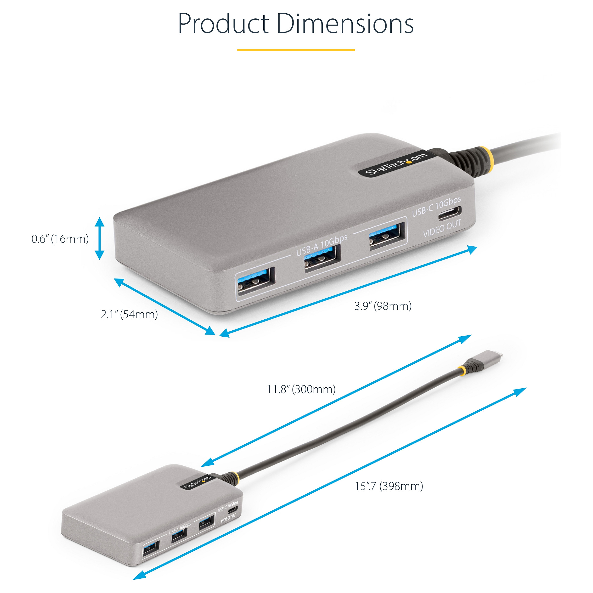 Hub StarTech HB31C3A1CDPPD3 / 3x USB-A + 1x USB-C DP 4K60 / 100W PD / 10Gbps – Argjend - 13