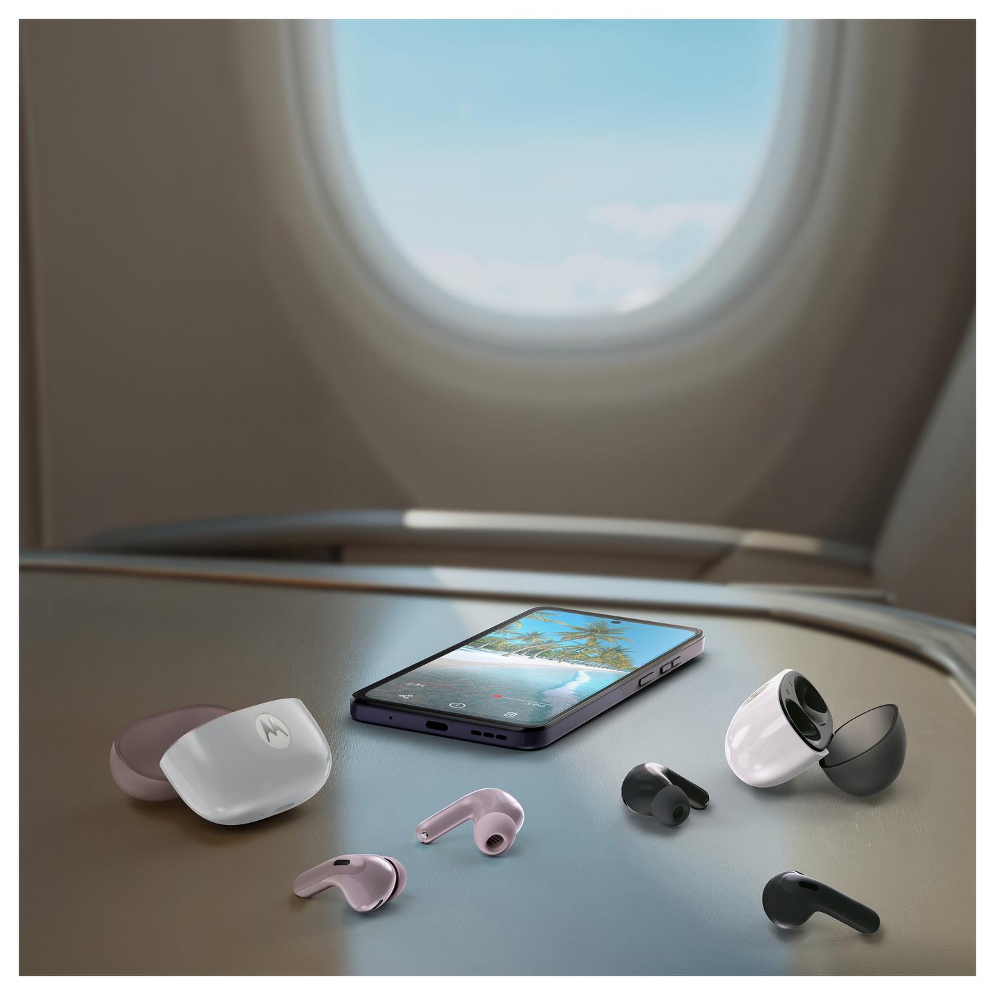 Kufje pa kabllo Motorola Moto Buds 2 / TWS / Bluetooth 6.0 / 11mm + 6mm / Dynamic ANC / Hi-Res Audio / 6 Mikrofona / IP54 - Vjollcë - 12
