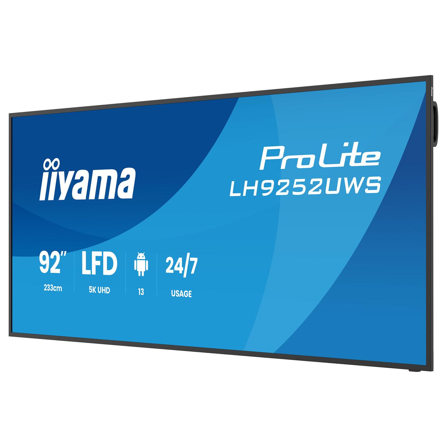 Digital Signage iiyama ProLite LH9252UWS-B1AG, 92", 5K UHD, VA, 21:9, 500cd/m², HDMI, DisplayPort, USB-C - Zezë - 8
