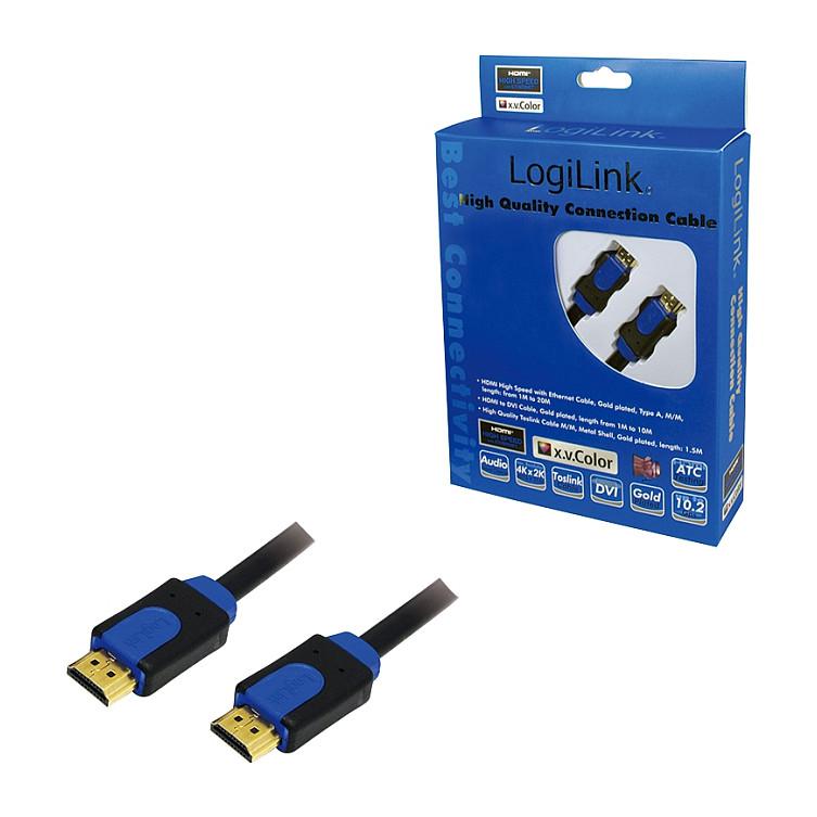 Kabllo HDMI LogiLink CHB1101 / HDMI në HDMI / 1m / HDMI 1.4 / 4K 30Hz / High Speed / Ethernet - Zezë/Blu - 2