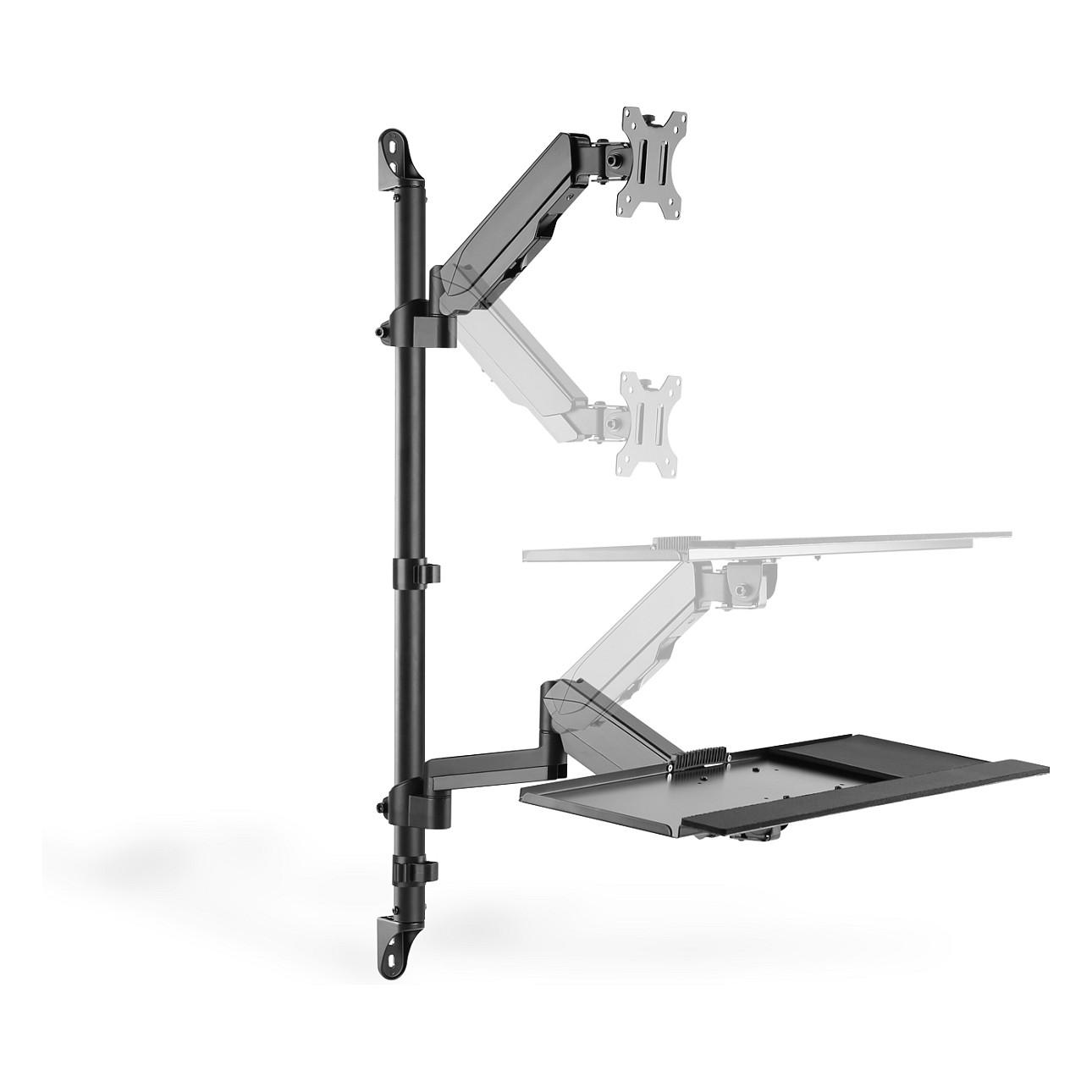 Mbajtëse për Monitor DIGITUS DA-90372 / 1 Monitor / 17"-32" / 8kg / VESA 75x75-100x100 / Montim në Mur / Sit-Stand - Zezë - 9