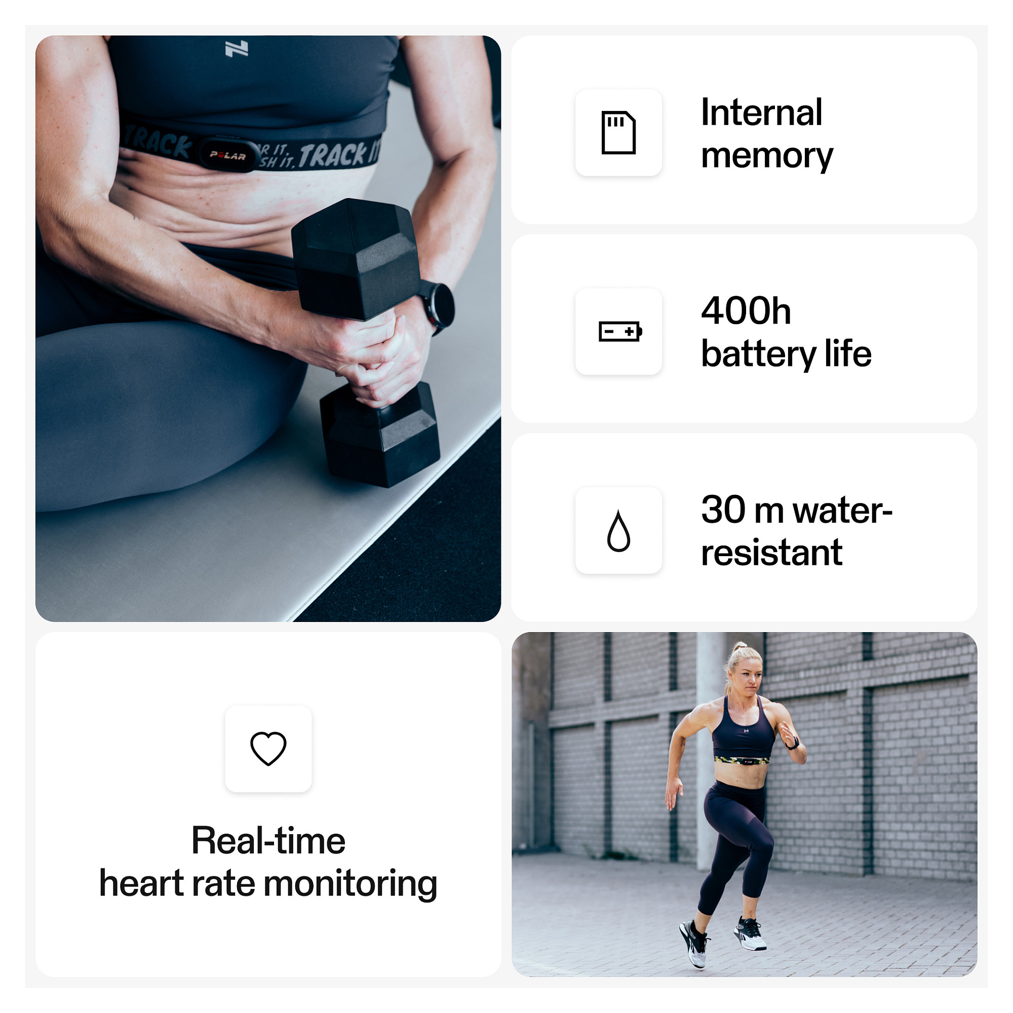 Sensor për Matjen e rrahjeve të zemrës / Polar H10 / Bluetooth, ANT+ / M-XXL - Zezë - 4