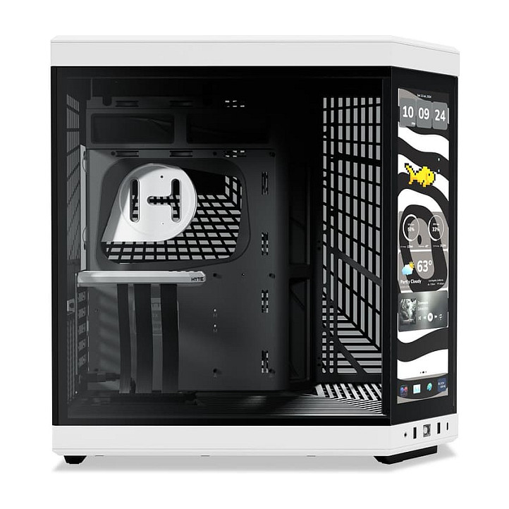 Kasë PC HYTE Y70 Touch Infinite / Midi Tower / E-ATX + ATX / 3x 120mm + 2x 140mm Fan Support / 14.9" Touchscreen / Tempered Glass - Bardhe/Zeze - 3