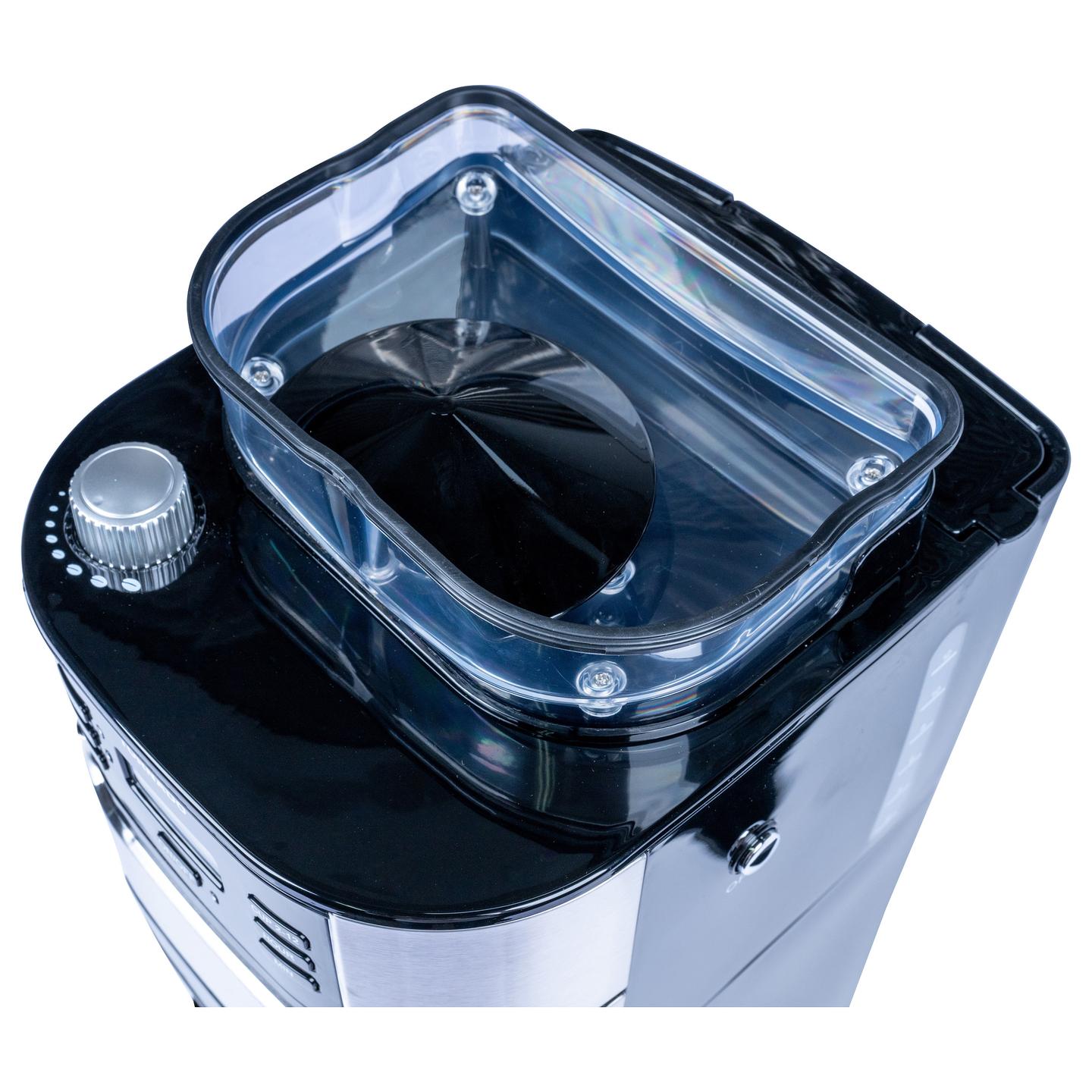 Aparat për Kafe me Filtër TORNADO TCM-1025A-GS, Mulli Konik, 1050 W, Rezervuar 1.5 L, 12 Filxhanë – Zezë/Argjend - 22