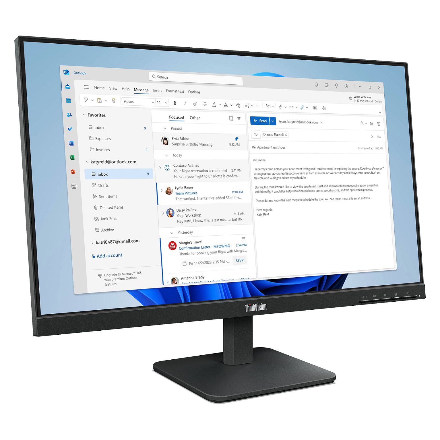 Monitor Lenovo ThinkVision S24-4e / 23.8" / Full HD IPS / 100Hz / 4ms / HDMI+VGA - Zezë - 4