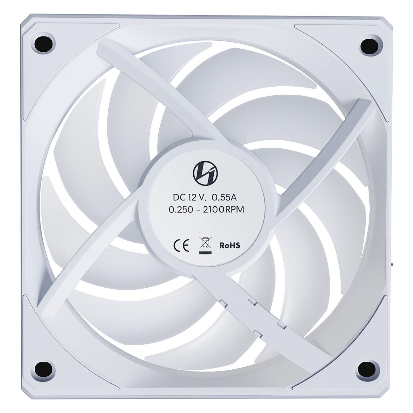 Ftohës për Kasë Lian Li UNI FAN CL120 Wireless Reverse Blade, 120mm, PWM, 2100 RPM, 72.73 CFM, ARGB - Bardhë - 5