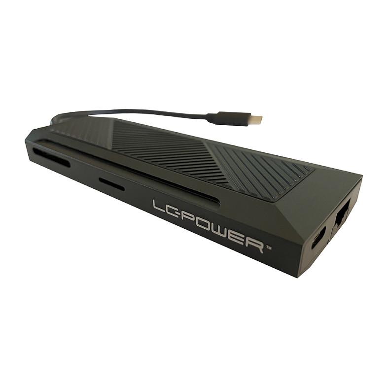 Hub USB-C LC-Power LC-HUB-C-MULTI-6-RGB, 3x USB-A, HDMI, Ethernet, SD/microSD, PD 100W - Zezë - 7