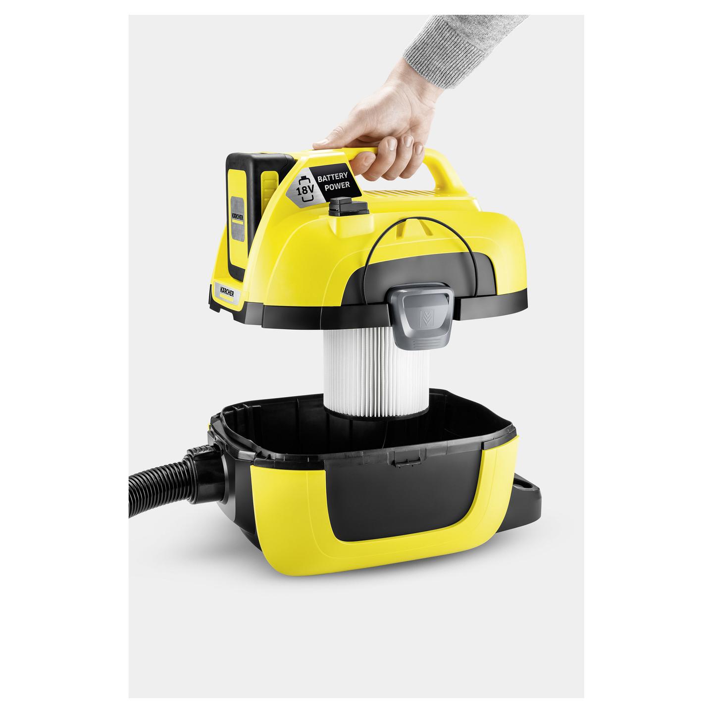 Fshesë me Vakum KÀrcher WD 1 Compact Battery Set / 18V / 7L / Wet & Dry - Verdhë/Zezë - 4