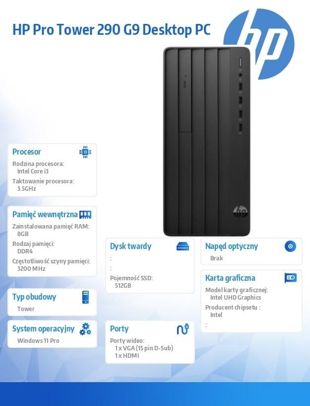 Kompjuter HP Pro Tower 290 G9, Core i3-14100, 8GB DDR4, 512GB, Intel UHD Graphics - Zezë - 4