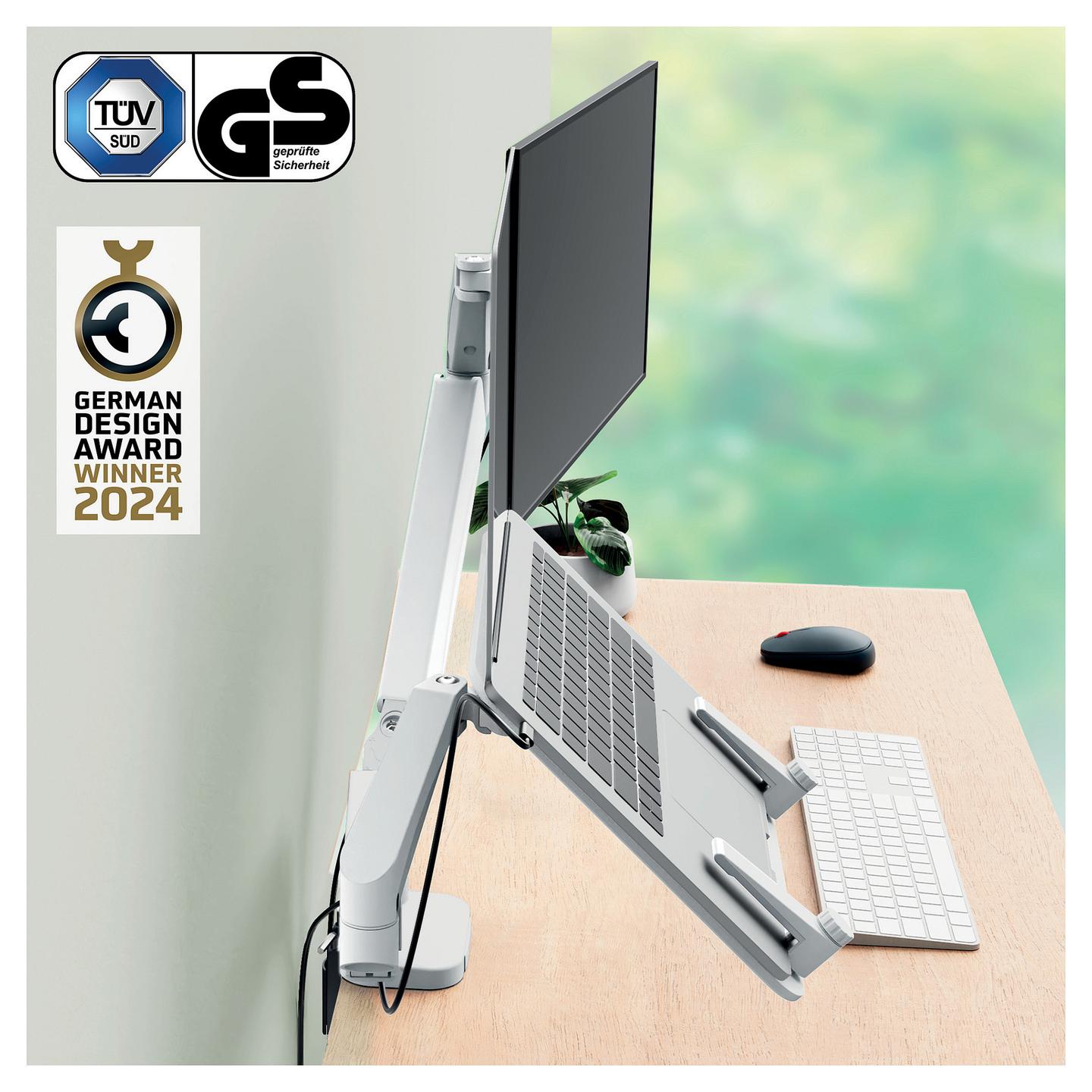 MbajtĂ«se pĂ«r Monitor LEITZ Ergo Dual & Laptop Arm, 2 MonitorĂ«, 17â32", Laptop 13â17", 9kg - Gri - 2